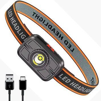 LED ліхтар налобний акумуляторний 4 режими, USB, RN1858, Чорний / Світлодіодний ліхтар на голову / Налобний ліхтарик для туризму 348742 фото