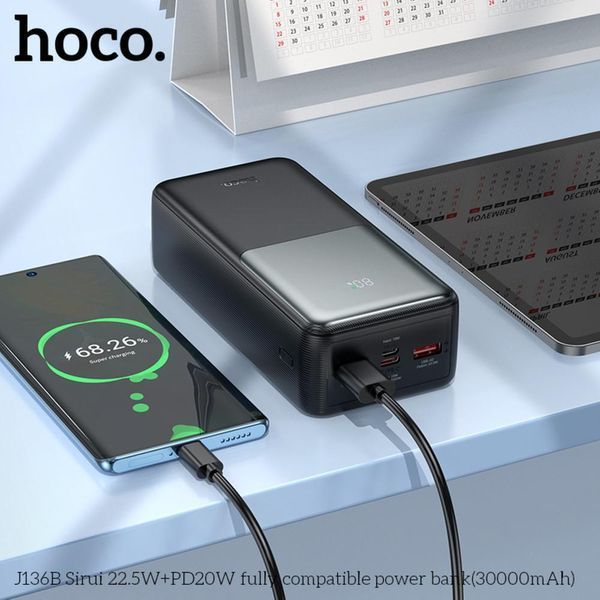 Hoco J136b PowerBank 30000mAh 22.5W Black Павербанк 30.000mAh 345675 фото