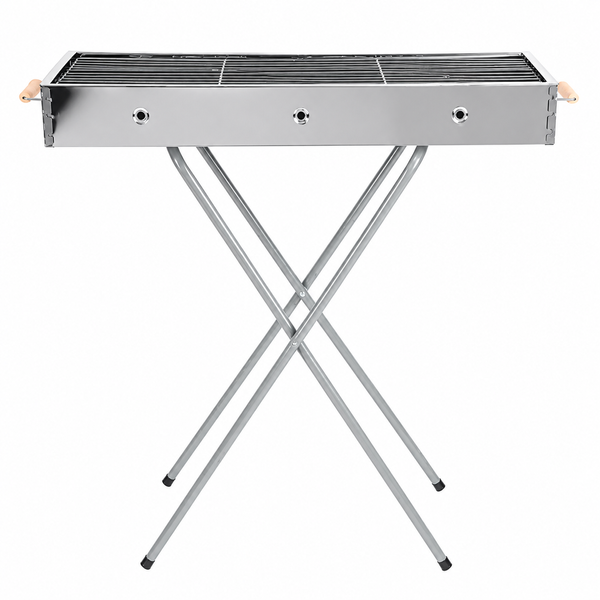 Розкладний переносний мангал 70х70х30см, BARBECUE TRAY 770T, Срібний 286264 фото