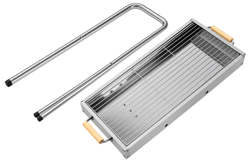 Портативний мангал з решіткою 80х78х30см, BARBECUE TRAY 770SS, Срібний / Барбекюшниця / Розкладний мангал барбекю 657564 фото