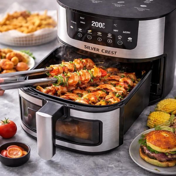 Аерогриль Silver Crest SC-8855S 8 л 4200 Вт сенсорне керування Hot Air Technology фритюрниця без олії 576453 фото