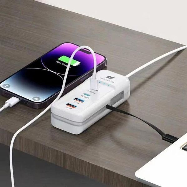Універсальний зарядний пристрій 66 W з 2 USB-портами, багатофункціональний мережевий адаптер 26X-200 867525 фото