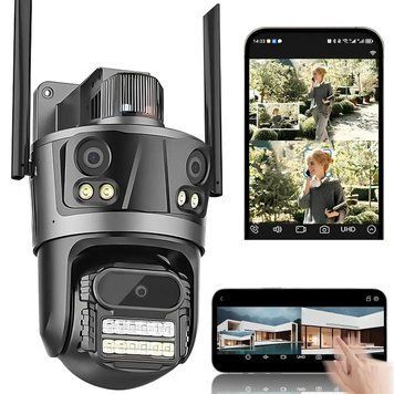 ПОТРІЙНА IP-КАМЕРА З СИГНАЛІЗАЦІЄЮ WIFI (3&times;4MP), ВІД МЕРЕЖІ, ROTATION P12 752892 фото
