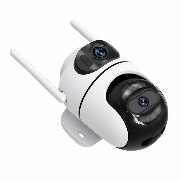 Вуличная WiFi камера на 2 об'єктиви, 8Mp (від Type-C) Q2 / Поворотна камера відеоспостереження / WiFi камера спостереження 381683 фото