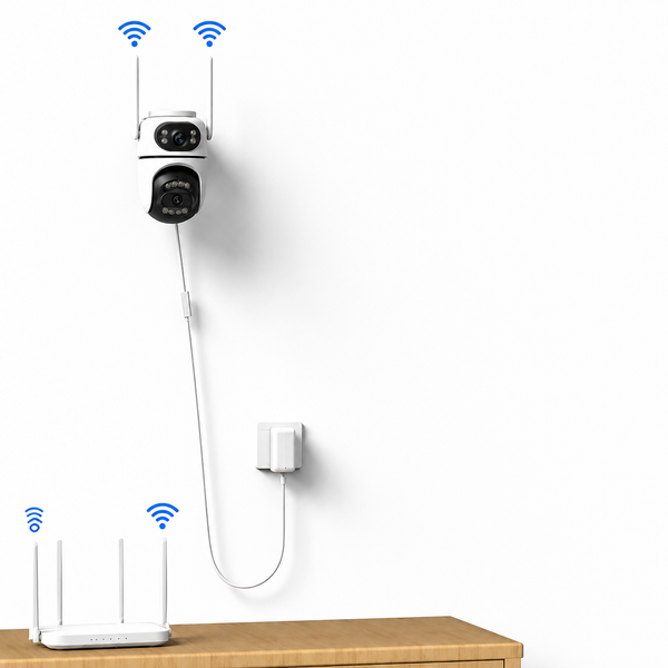 Вуличная WiFi камера на 2 об'єктиви, 8Mp (від Type-C) Q2 / Поворотна камера відеоспостереження / WiFi камера спостереження 381683 фото