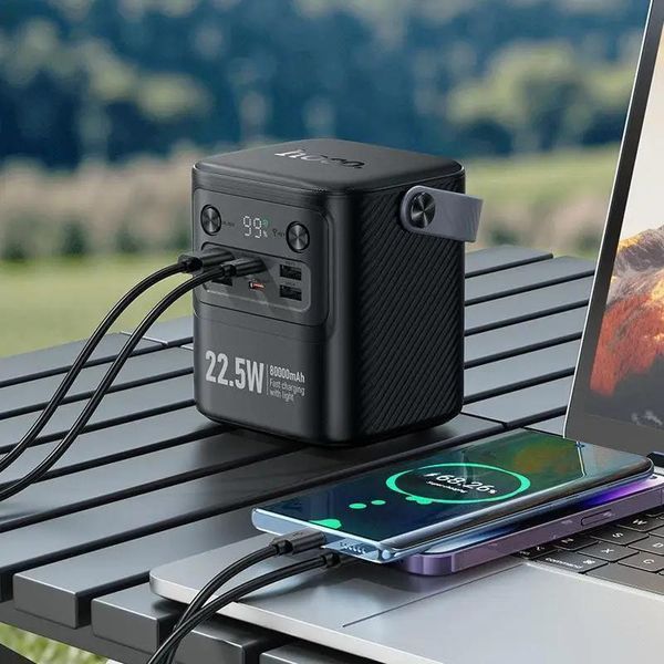 Потужний портативний акумулятор 80000 mAh Hoco J152 Black з вихідною потужністю 22 W + 22.5 W. Павербанк.Powerbank 481949 фото