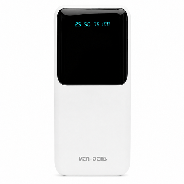 Зовнішний акумулятор 20000mAh з кабелями (Lightning, Type-C, Micro) Ven-Dens VD-PB046, Білий / Павербанк / Зовнішний акумулятор 472890 фото