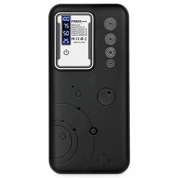 Павербанк 40000mAh, LED-дисплей, 3 USB, 15А, Чорний 253463 фото