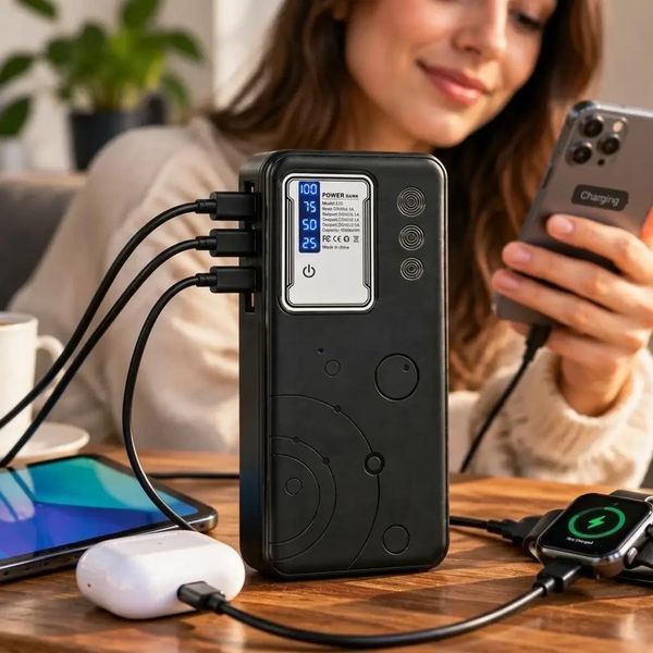 Павербанк 40000mAh, LED-дисплей, 3 USB, 15А, Чорний 253463 фото