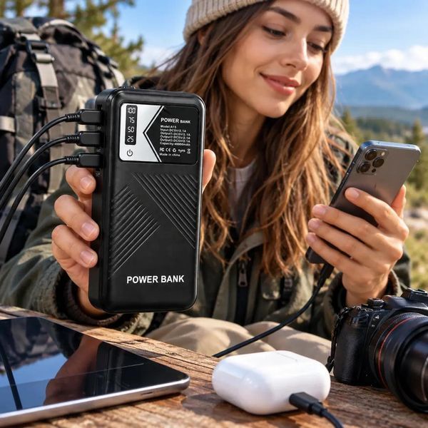 Павербанк 40000mAh, LED-дисплей, 3 USB, А 14, Чорний 634573 фото